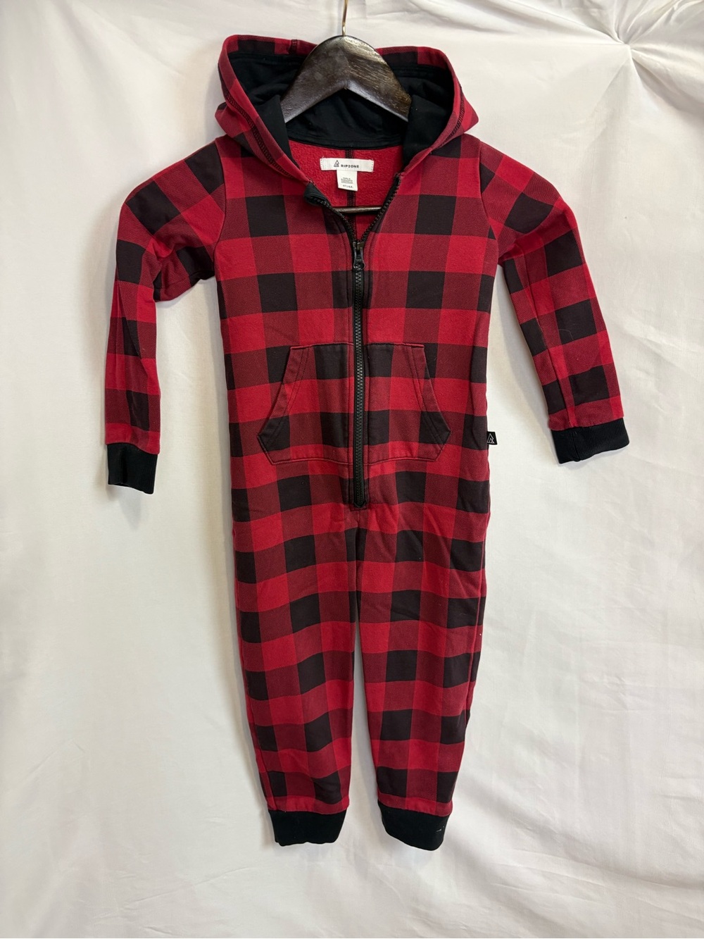 Ripzone Toddler Hooded Fleece Loungewear Onesie - Size 4T - Buffalo Plaid